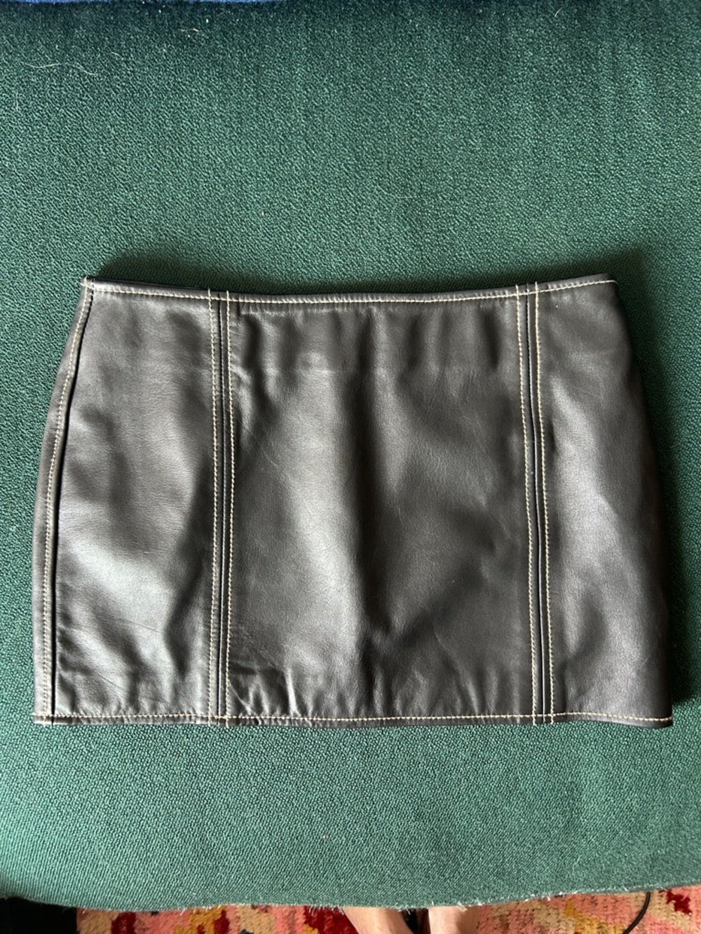 Musier Paris Real Leather Mini Skirt - low waisted, like new condition. SMALL.